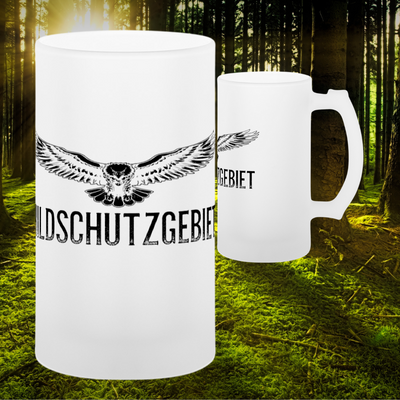 Glas-Bierkrug satiniert   "Wildschutzgebiet"