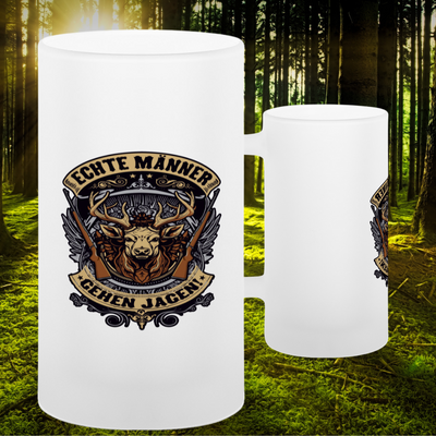 Glas-Bierkrug satiniert "Echte Männer